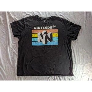 N64 2021 Large Logo Black Short Sleeve T-Shirt size 2XL Nintendo 64 Throwback